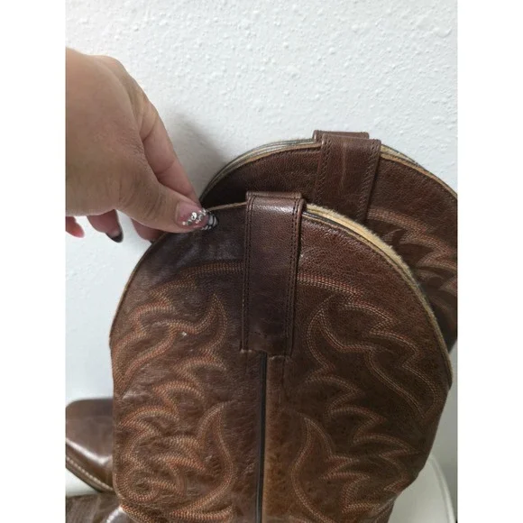 Moonshine Spirit Men's 10D Brown Leather Western Cowboy Boots Square Toe - Picture 7 of 12